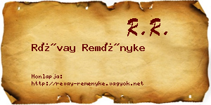 Révay Reményke névjegykártya